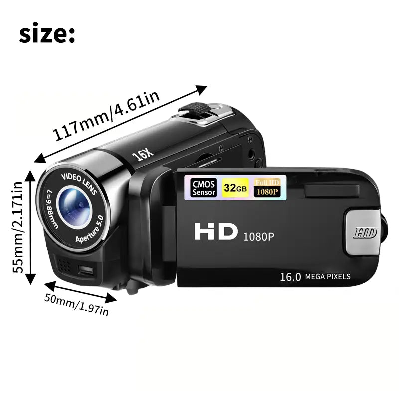 Bison HD-75 Digital Video Camera – 16MP, 1080p HD, 16x Zoom