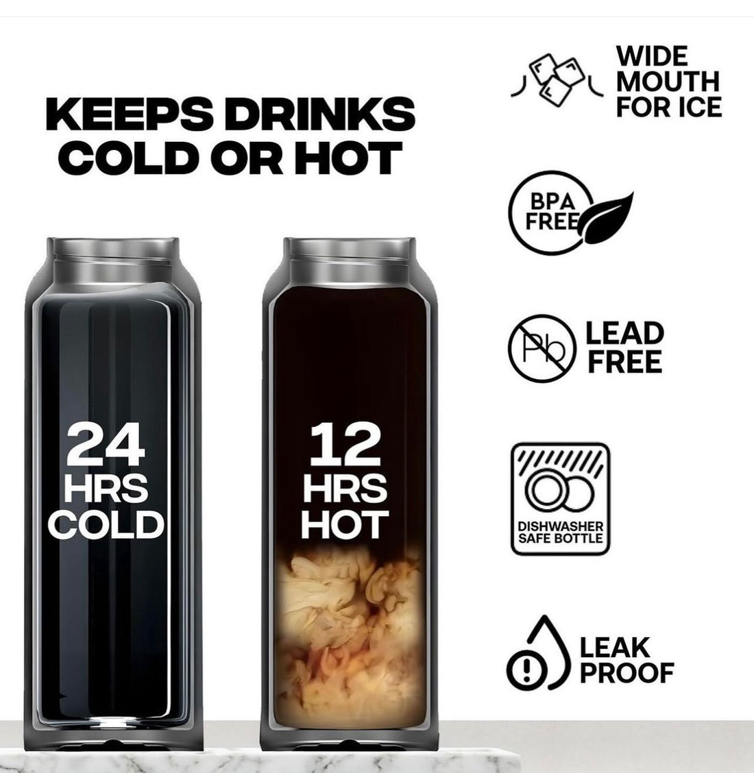 BYLOU Leak-Proof Stainless Steel Smart Water Bottle – 600ml
