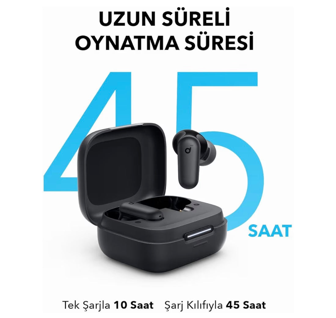 Powerful and Smart Noise Cancelling, Powerful Bass, 2-in-1 Case and Phone Stand, IP54, Bluetooth 5.4, Black