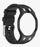 Rugged Case Band Compatible with Swatch Royal Pop Watch Band, Sports Silicone Strap with Shockproof Frame Bumper Case for Men Women Strap