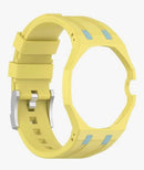Rugged Case Band Compatible with Swatch Royal Pop Watch Band, Sports Silicone Strap with Shockproof Frame Bumper Case for Men Women Strap