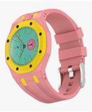 Rugged Case Band Compatible with Swatch Royal Pop Watch Band, Sports Silicone Strap with Shockproof Frame Bumper Case for Men Women Strap
