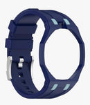 Rugged Case Band Compatible with Swatch Royal Pop Watch Band, Sports Silicone Strap with Shockproof Frame Bumper Case for Men Women Strap