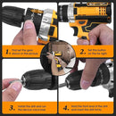 Cordless Drill 48V, 3/8 Inch Power Drill Set with Lithium-Ion Battery and Charger, Variable 2-Speed, Built-in LED, 25 Torque Settings, 24-Piece Accessory Set