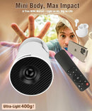 HY300 Ultra Mini Projector 4K Built in Apps, Smart Portable Projectors with WiFi 6 and Bluetooth 5.4, 5 W Sound Base Speaker, 160 ANSI, Auto Keystone, Compatible with HDMI/USB/TV Stick/Phone/Laptop